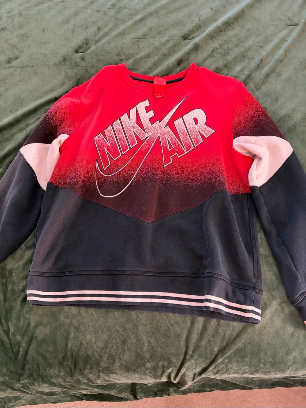 Nike Men’s Red, Black and White Gradient Nike Air Crewneck